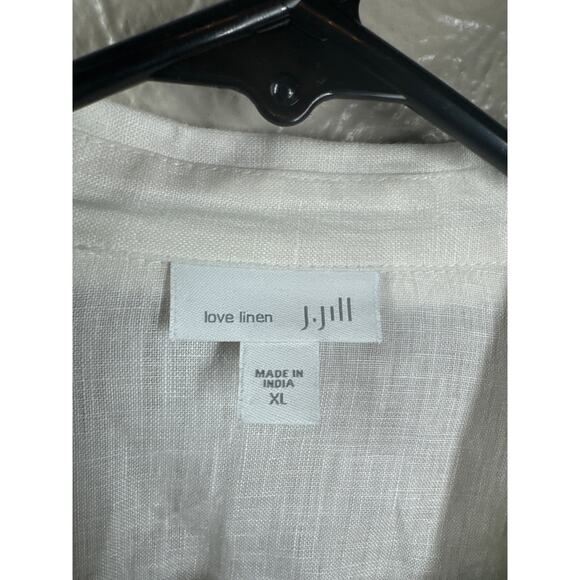 Womens J Jill love Linen Lace Cut Out Front Linen Button Shirt Cover Up Size XL - Picture 3 of 7